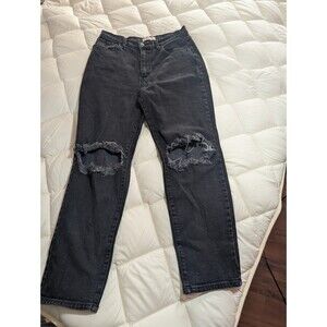 Vibrant M.I.U. High Rise Distressed Jeans Women’s Size 13 W30 Black Gray Washed